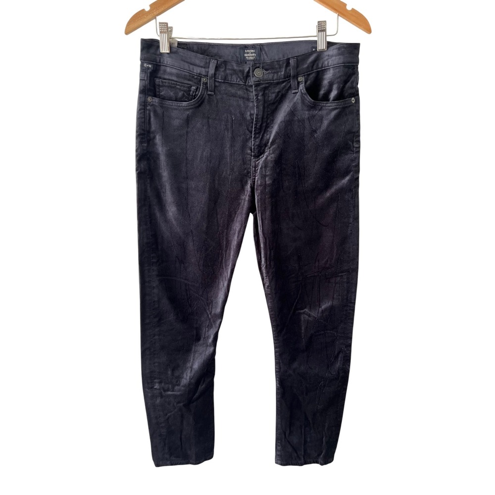 Citizens‎ of Humanity Harlow Ankle High Rise Slim Black Velvet Jeans 30 Evening